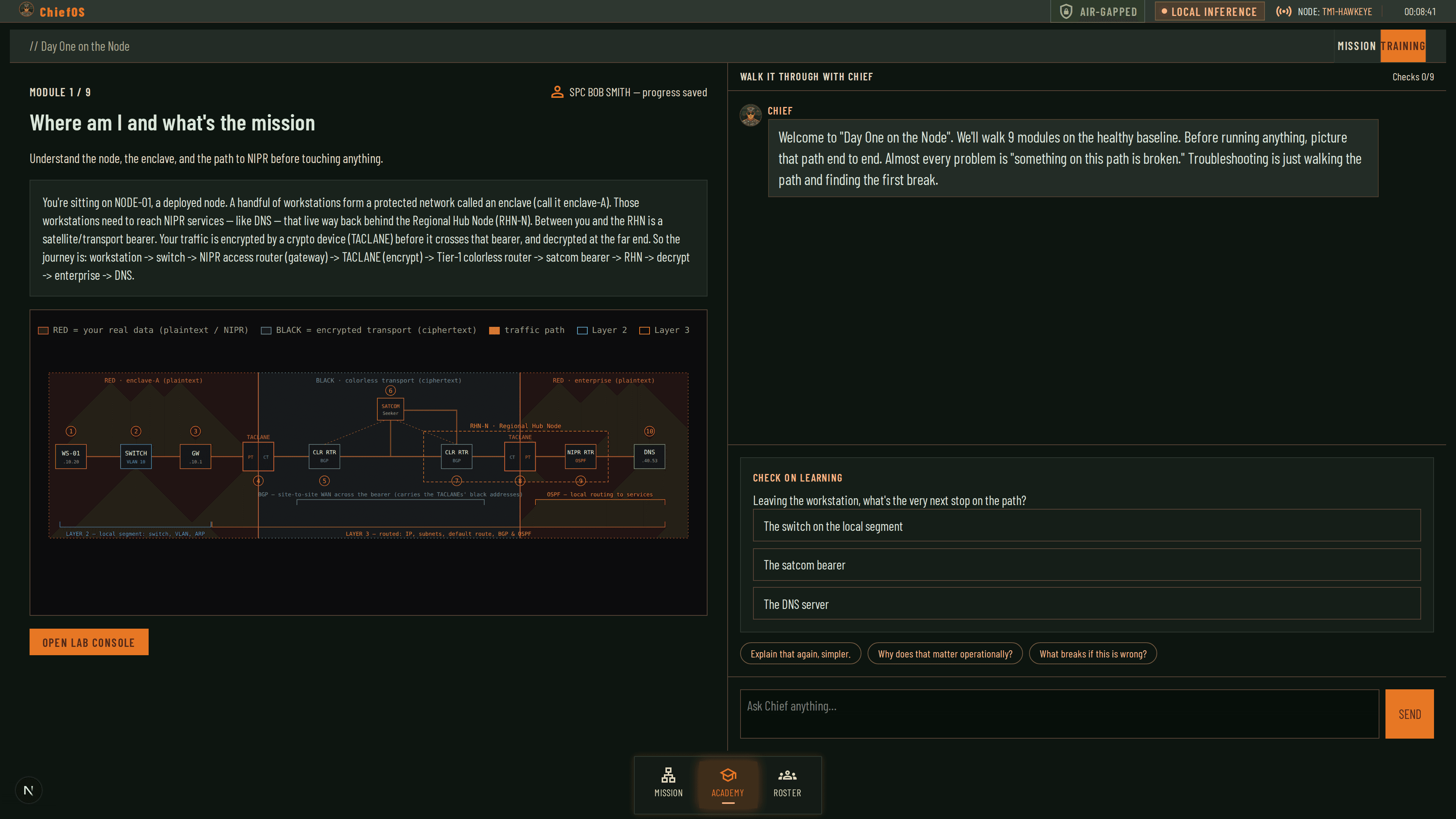 Team Chief Academy lesson module with guided learning content