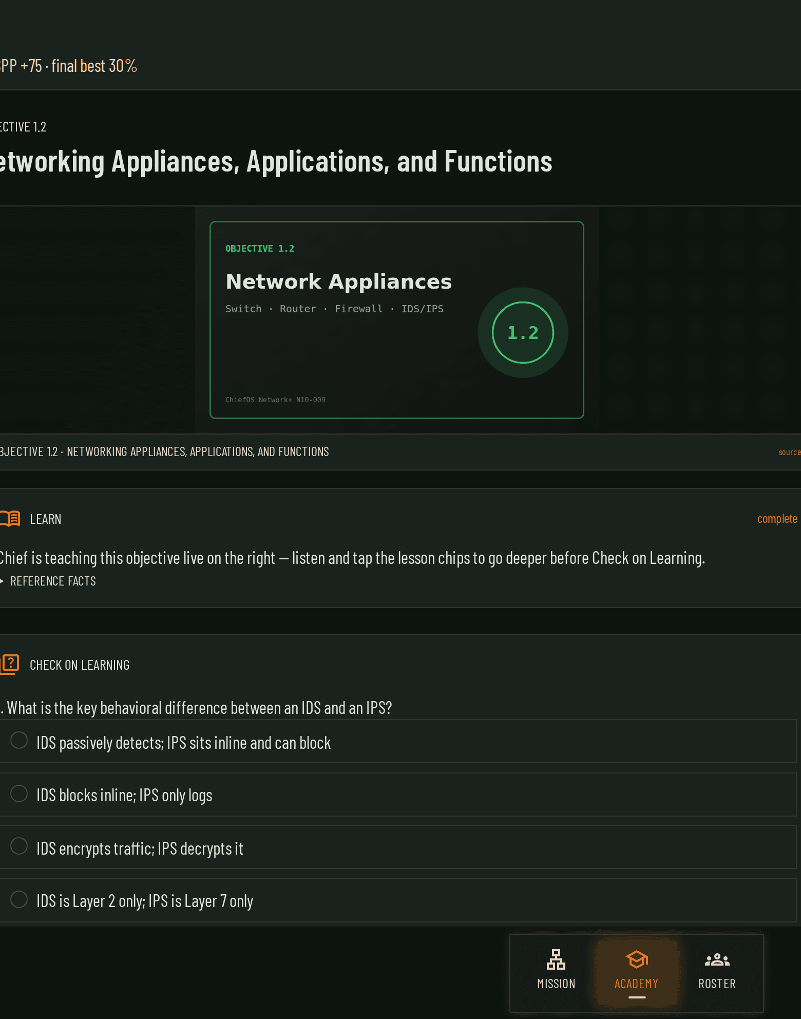 Network+ objective tracking on the air-gapped node